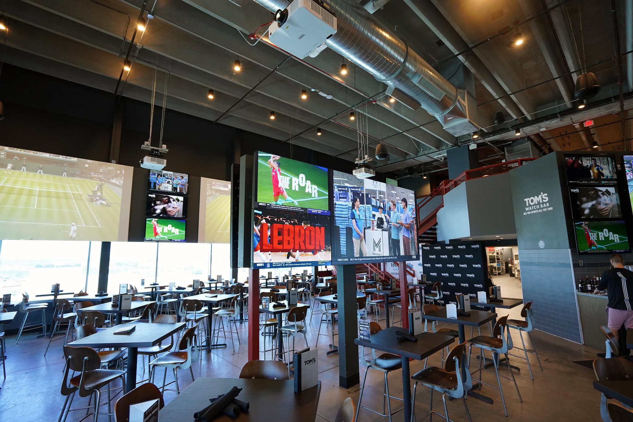 downstairs dining area video wall