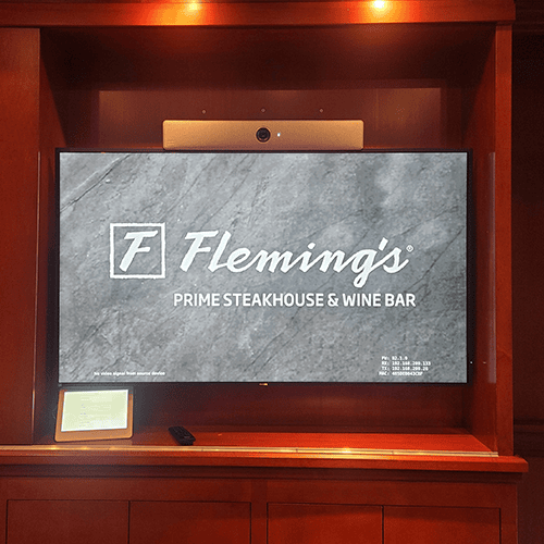 Fleming's Prime Steakhouse & Wine Bar logo display.