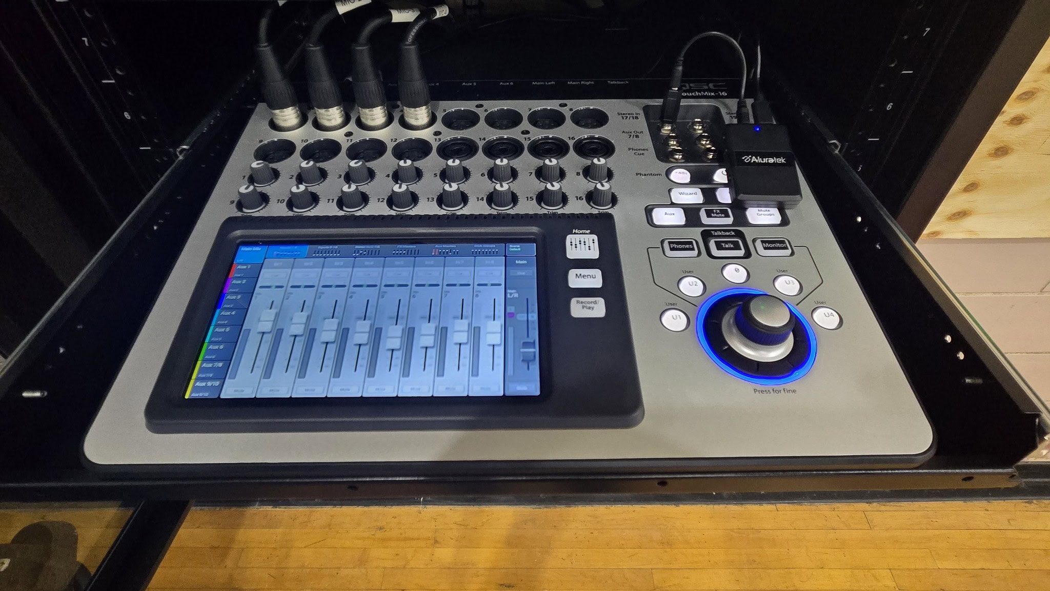 Digital audio mixer with touchscreen and controls