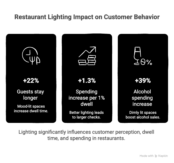 Impact of lighting on restaurant customer behavior statistics.
